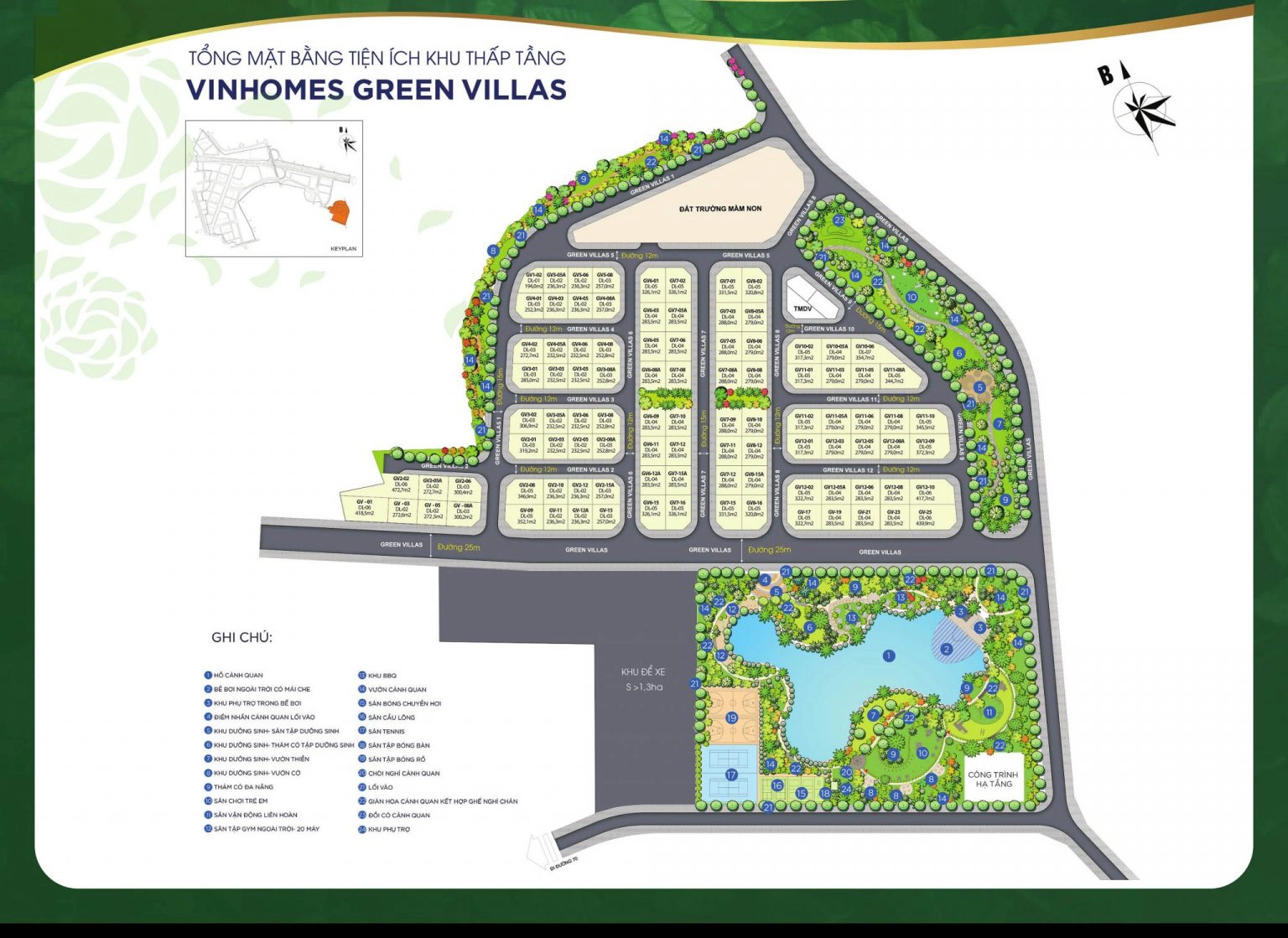 Mặt bằng tổng thể Vinhomes Green Villas Đại Mỗ
